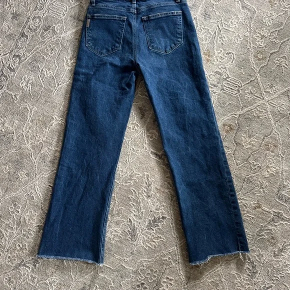 PAIGE Women’s Leenah Ankle High Rise Wide Leg Dark Blue Jeans - Picture 3 of 6